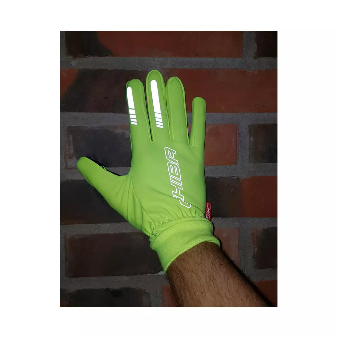 CHIBA mănuși impermeabile pentru ciclism THERMOFLEECE WATERPRO fluo