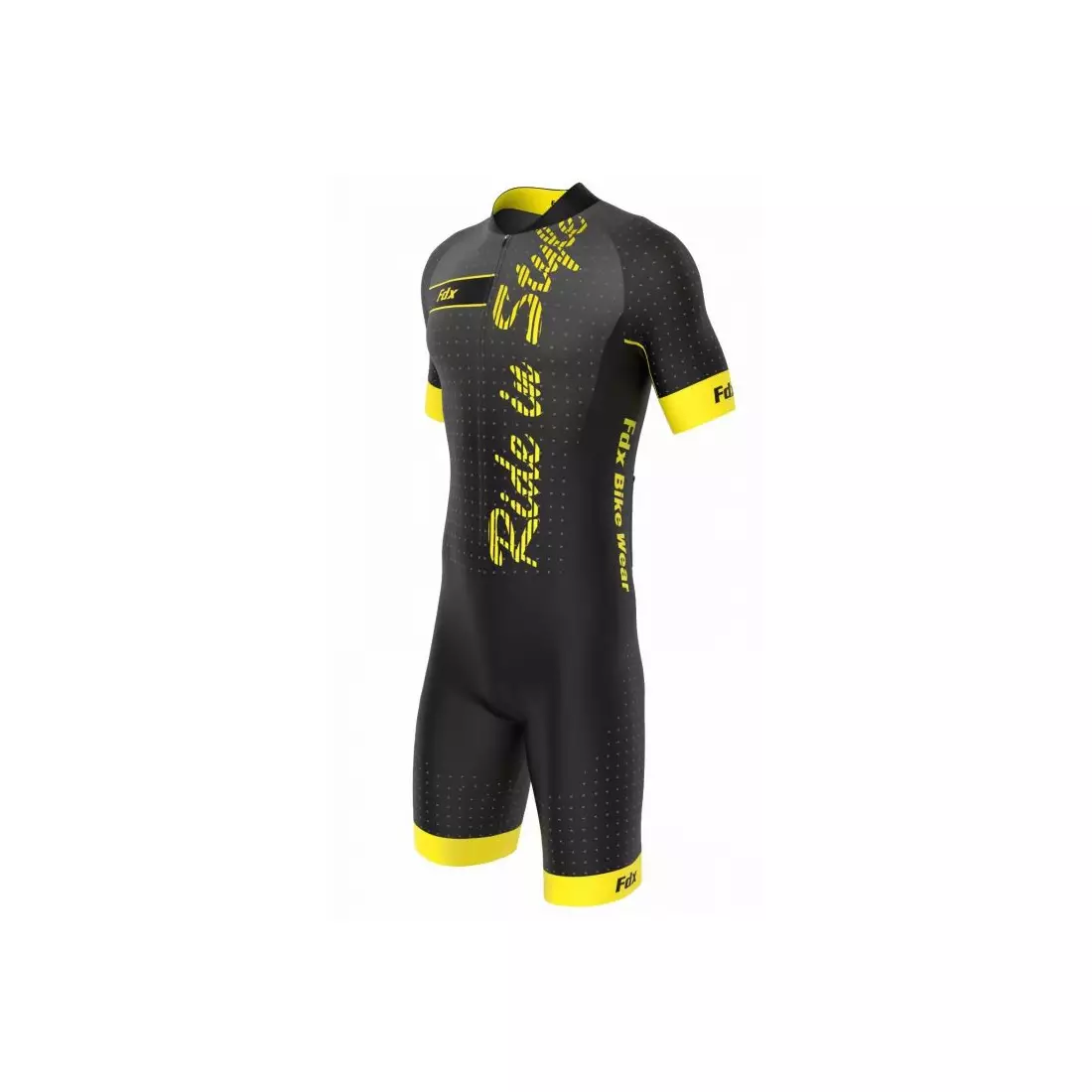 Costum de ciclism dintr-o bucată FDX 1290 negru și galben
