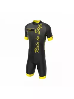Costum de ciclism dintr-o bucată FDX 1290 negru și galben