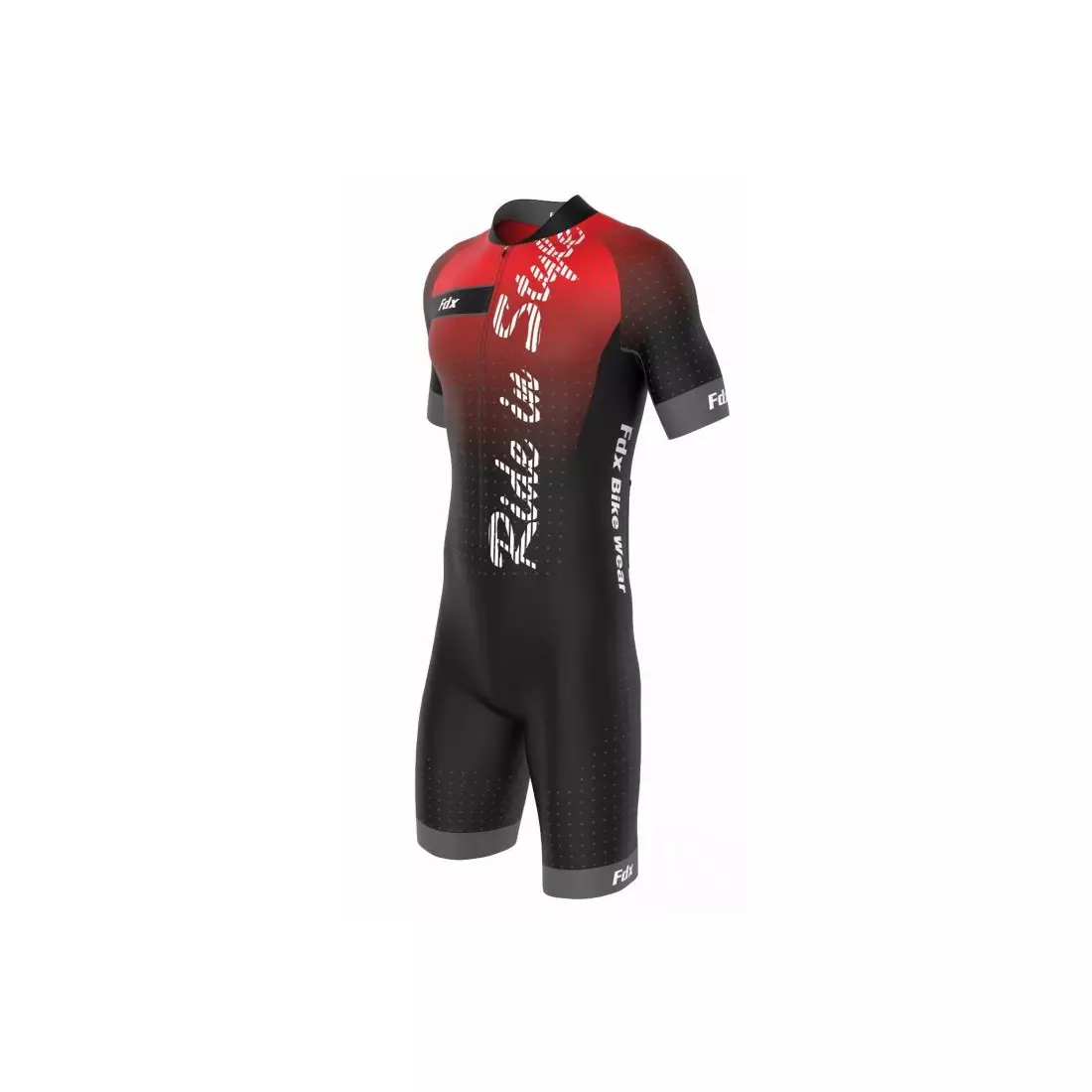 Costum de ciclism dintr-o bucată FDX 1290, negru și roșu
