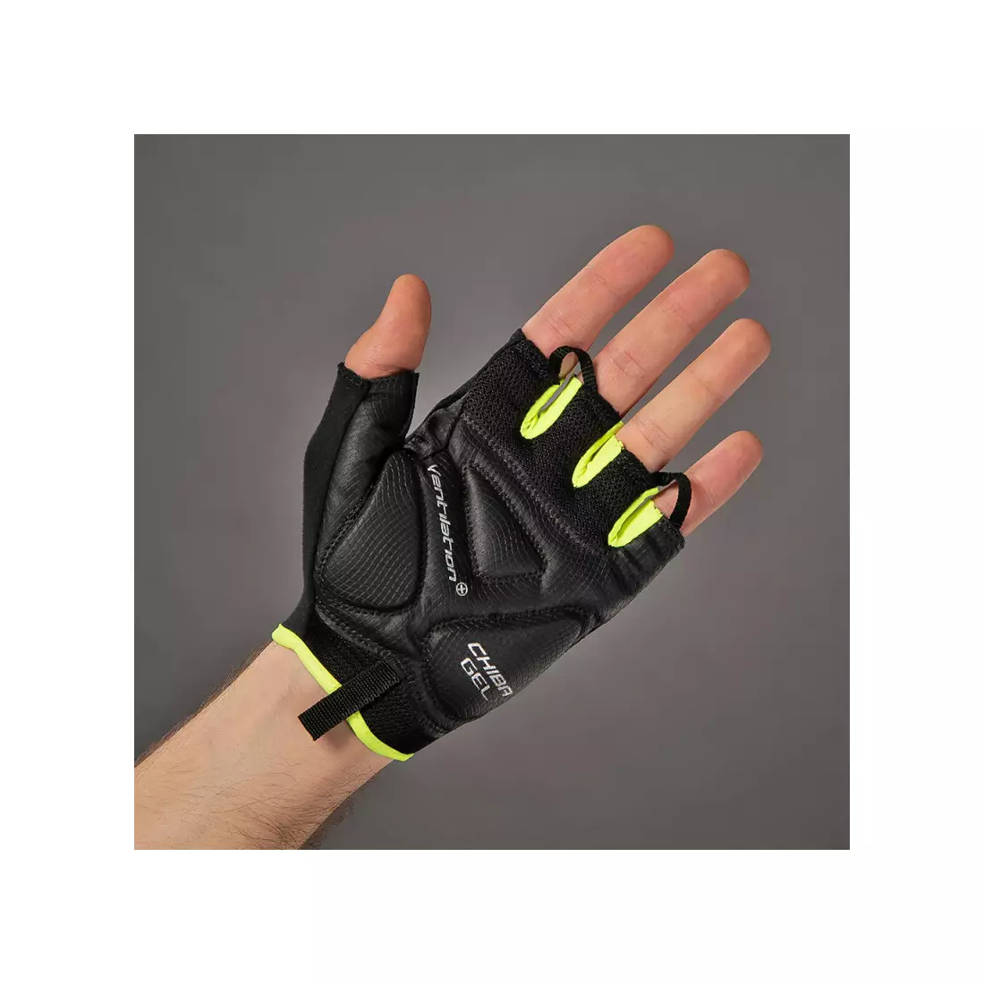 Mănuși de ciclism CHIBA AIR PLUS, negru-fluor 30145
