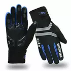 Mănuși de iarnă FDX Wind Breaker Gel pentru ciclism, negre și albastre