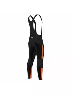 Pantaloni de ciclism izolați FDX 1220, negru-portocaliu