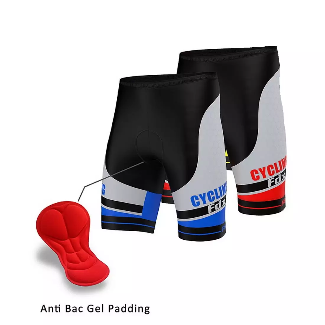 Pantaloni scurți de ciclism pentru bărbați FDX 1070, negru și roșu