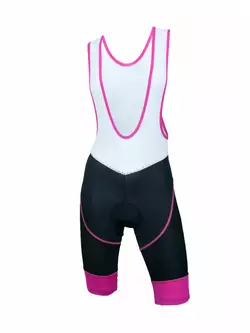 Set ciclism femei DEKO ASPIDE: tricou + pantaloni scurți, bretele, negru-roz