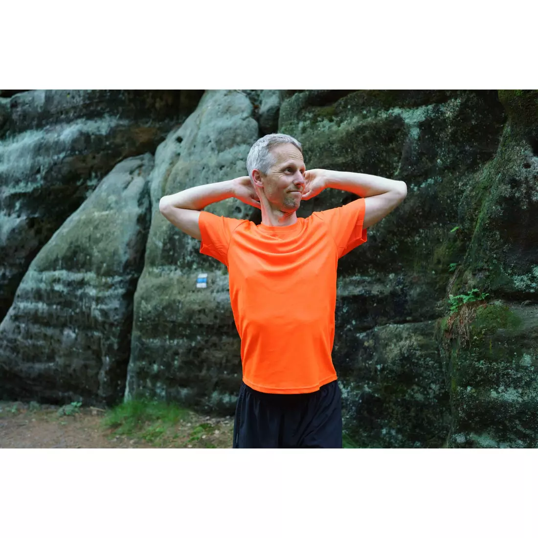 ROGELLI RUN PROMOTION cămașă sport pentru bărbați cu mânecă scurtă, Portocale
