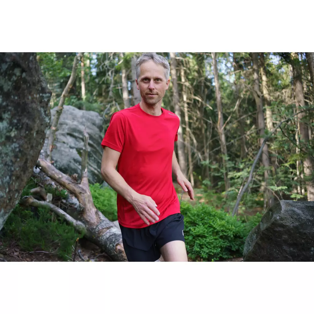 ROGELLI RUN PROMOTION cămașă sport pentru bărbați cu mânecă scurtă, roșu