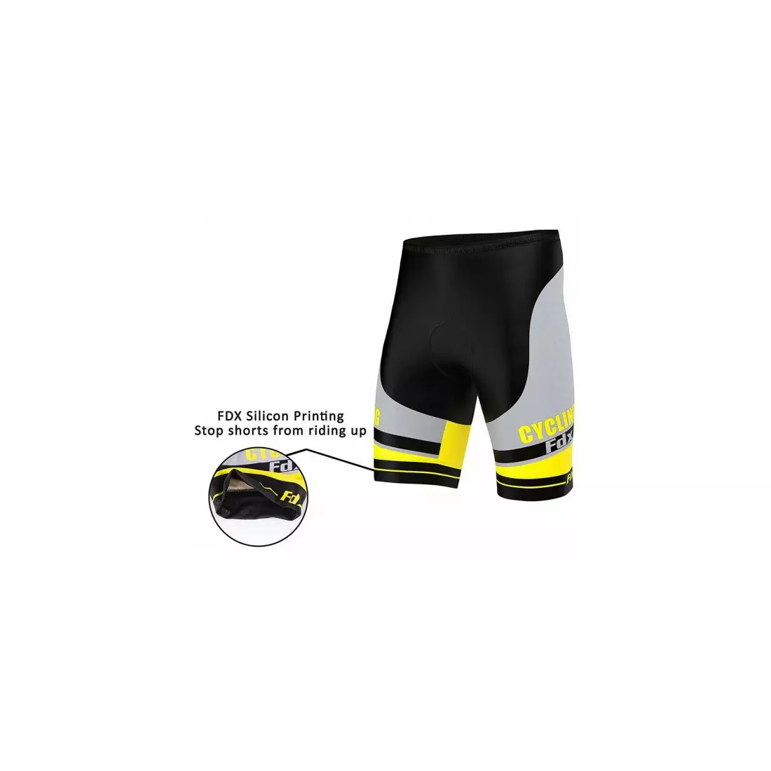 FDX 1070 pantaloni scurți pentru bărbați, negru-galben