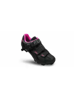 FLR F-65 Pantofi de bicicletă MTB pentru femei, negru/roz