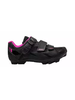 FLR F-65 Pantofi de bicicletă MTB pentru femei, negru/roz