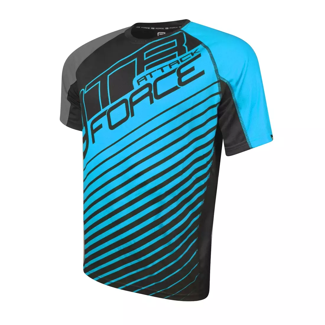 FORCE MTB ATTACK tricou de ciclism MTB slab negru și albastru 900149