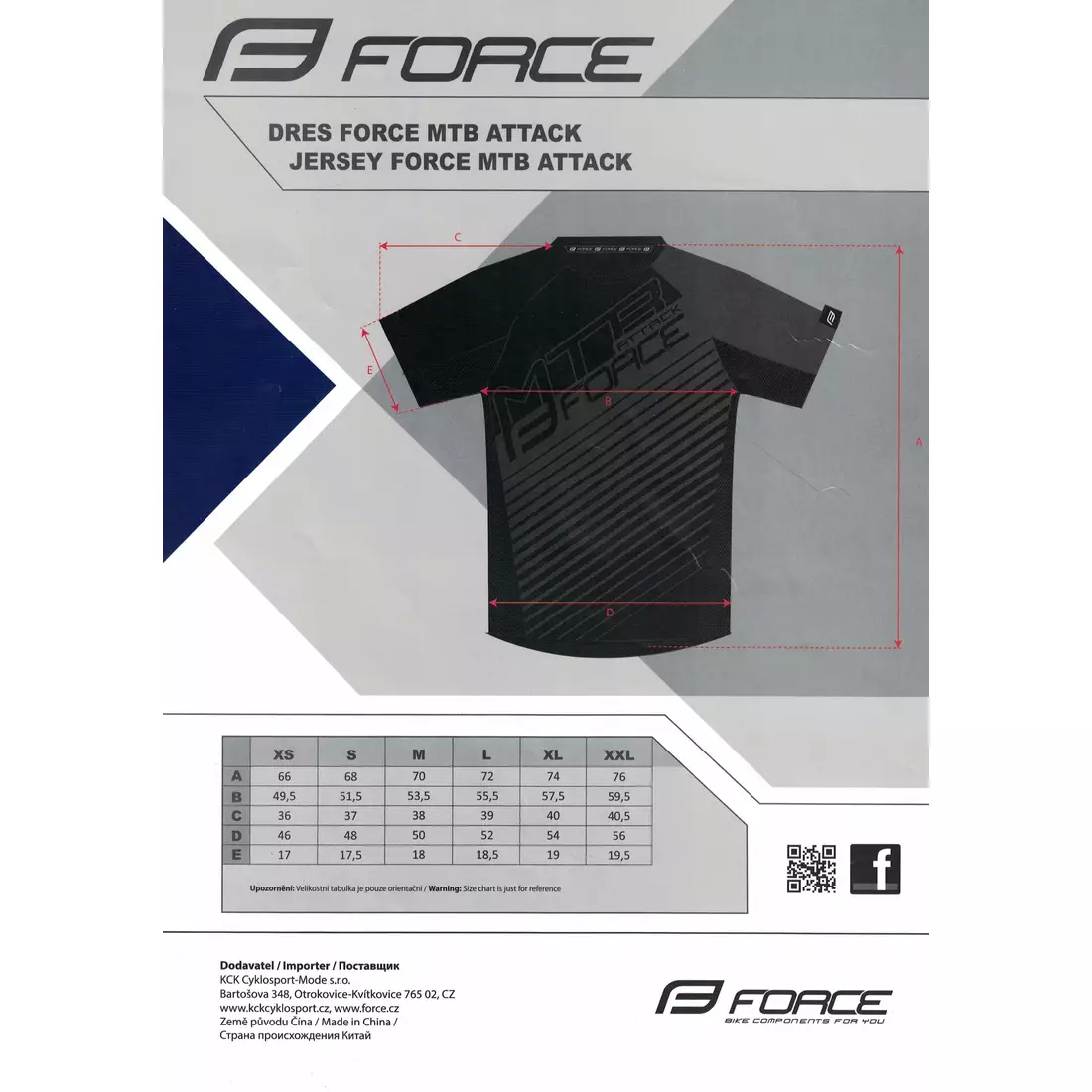 FORCE MTB ATTACK tricou de ciclism MTB slab negru și albastru 900149