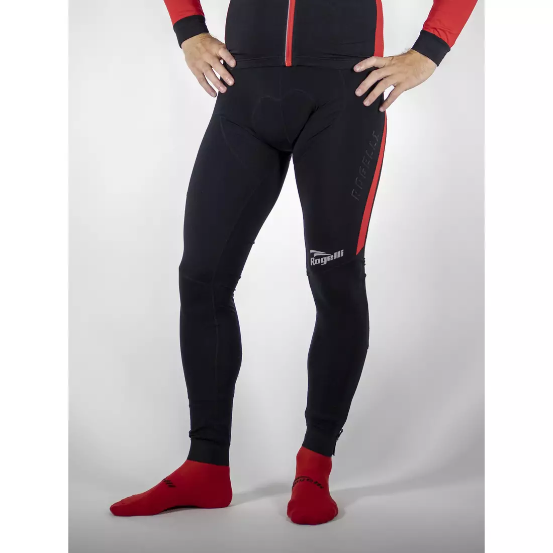 Pantaloni izolatori pentru ciclism ROGELLI TRAVO 3.0, bretele, negru-rosu