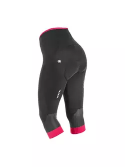 Pantaloni scurți de ciclism 3/4 damă GIORDANA SILVERLINE, negru și roz