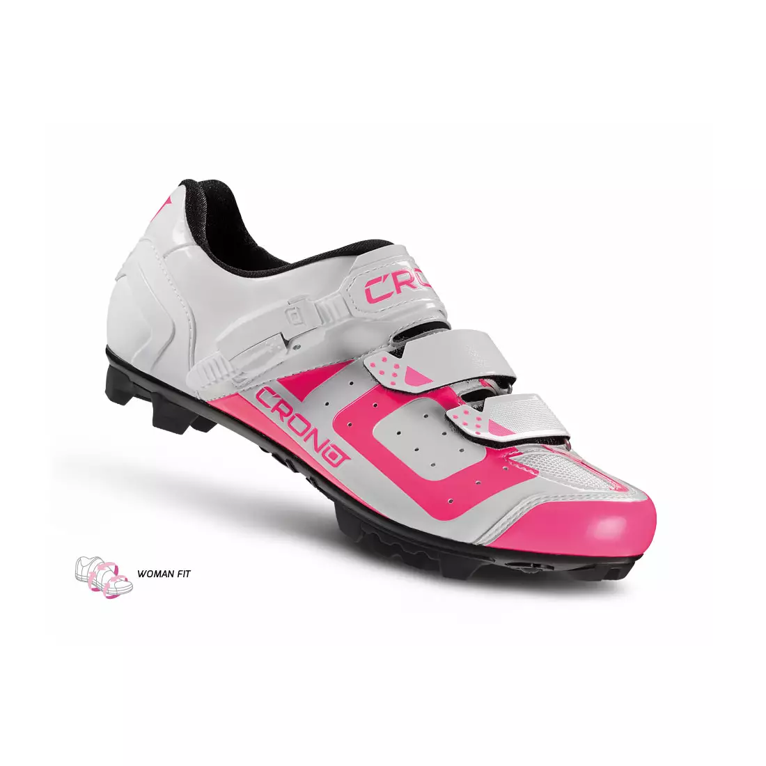 Pantofi de ciclism MTB damă CRONO CX3 din nailon, alb și roz