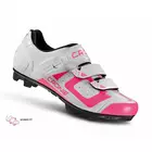 Pantofi de ciclism MTB damă CRONO CX3 din nailon, alb și roz