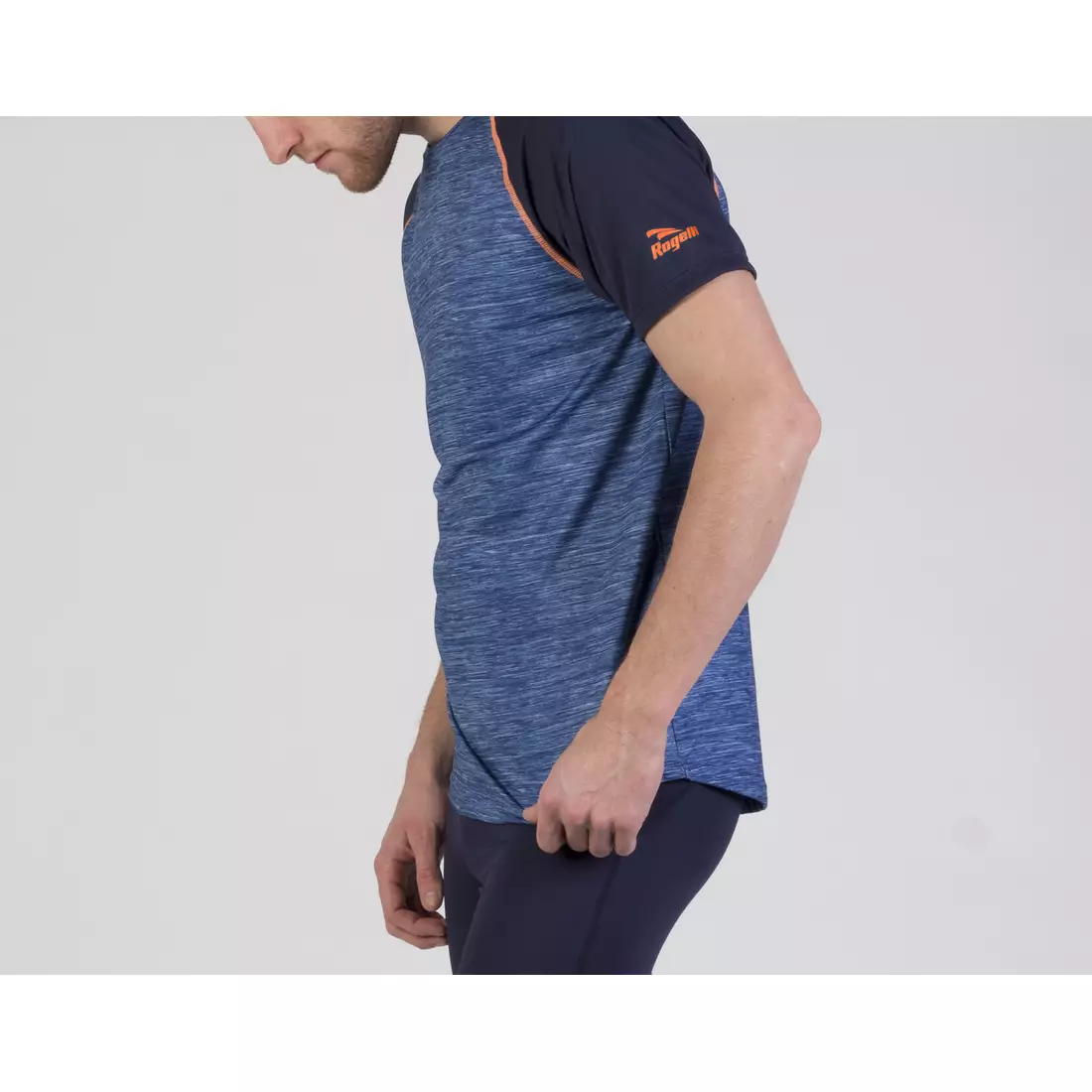 ROGELLI RUN STRUCTURE 830.240 - tricou pentru alergare K/R pentru bărbați, albastru și portocaliu