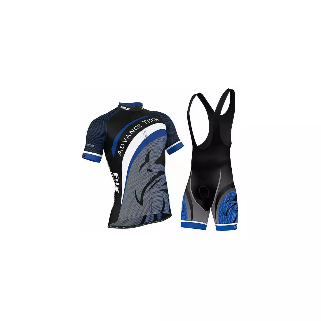 Set de ciclism FDX 1060: tricou de ciclism + pantaloni scurți cu inserție, albastru