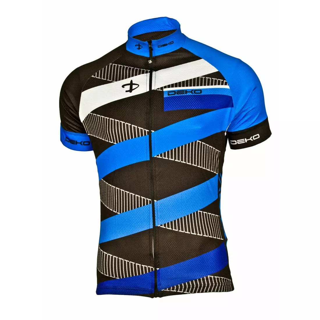 Tricou de ciclism DEKO STRIP negru și albastru
