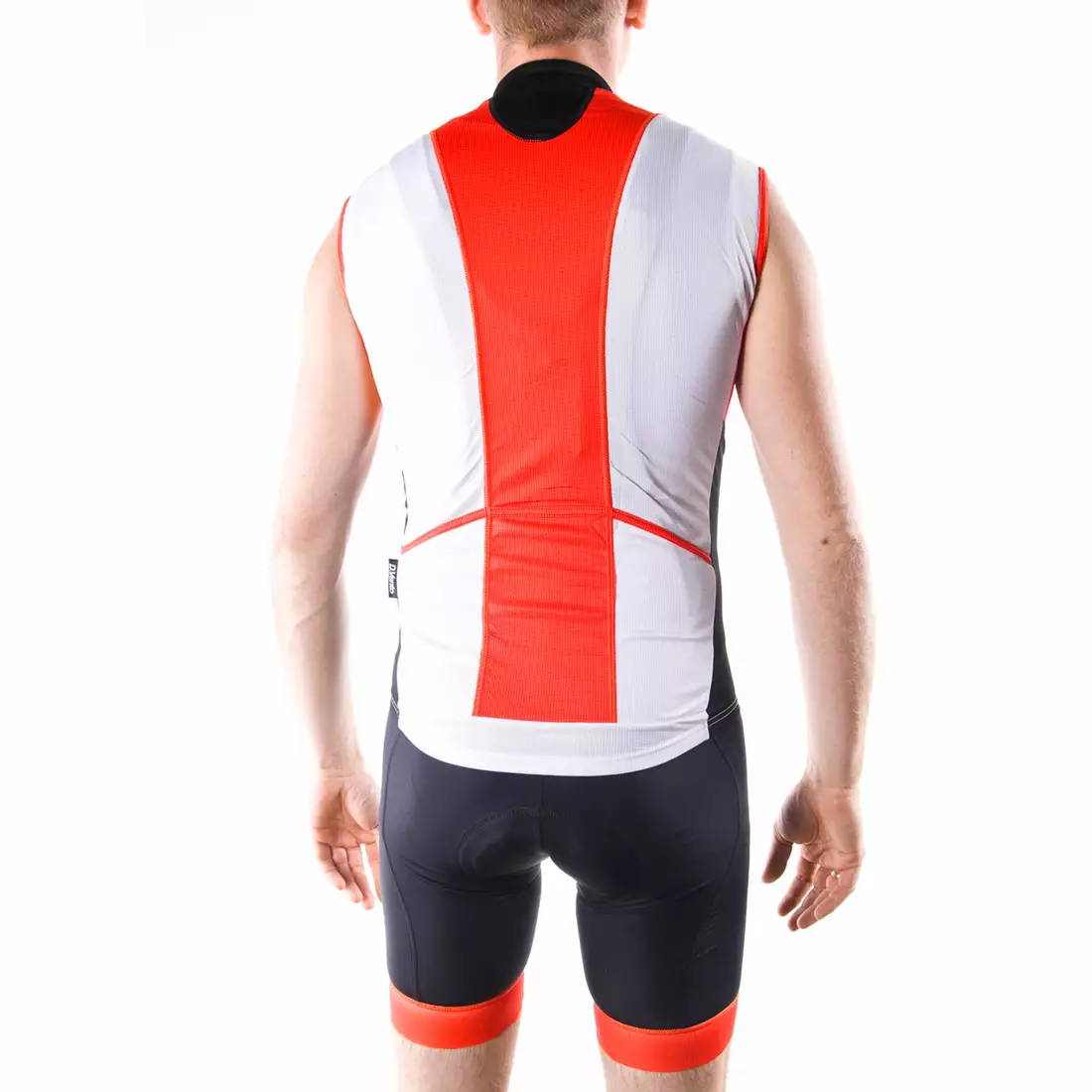 Tricou de ciclism fără mâneci pentru bărbați DEKO HAITI II, alb și roșu