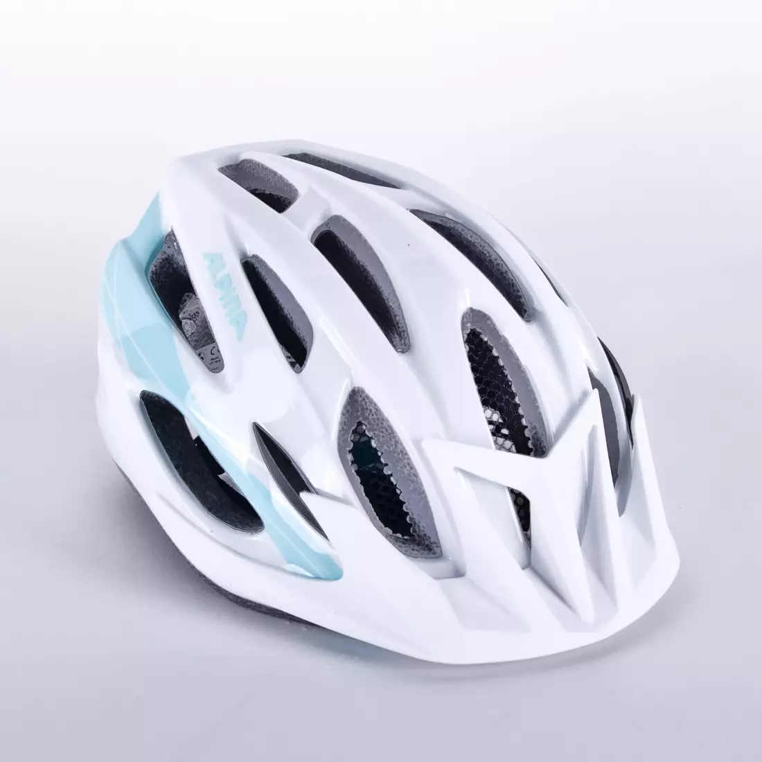 ALPINA casca de bicicleta MTB 17, alb și albastru deschis