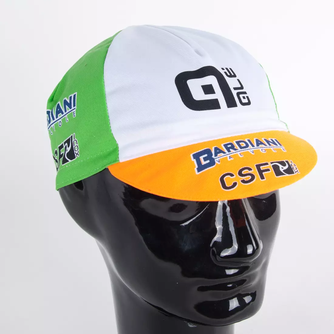 Apis Profi capac de ciclism ALE Bardiani VAlvole  CSF Inox vizor verde, alb și portocaliu