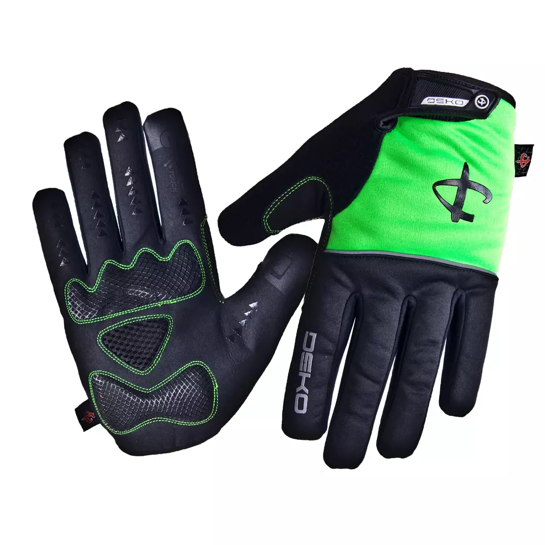 DEKO ROST mănuși de iarnă pentru ciclism negru-verde fluor DKWG-0715-006A