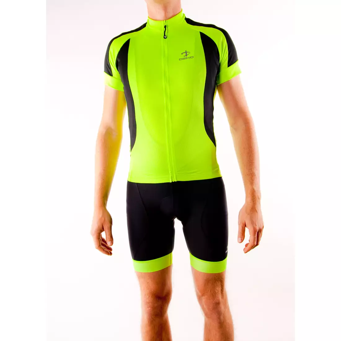 DEKO WHITE Tricou de ciclism verde fluor