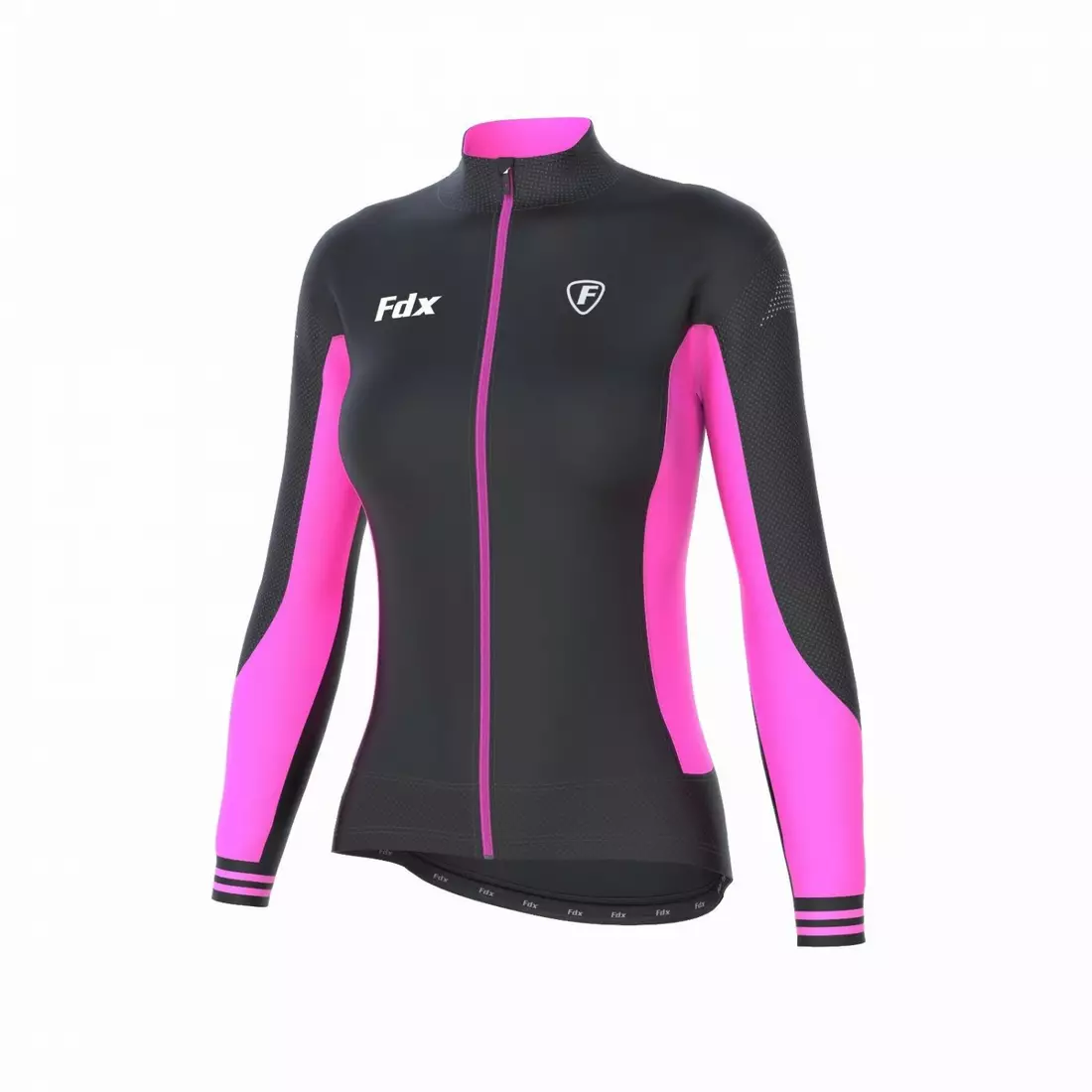 FDX 1460 tricou cald de ciclism pentru femei, negru-roz