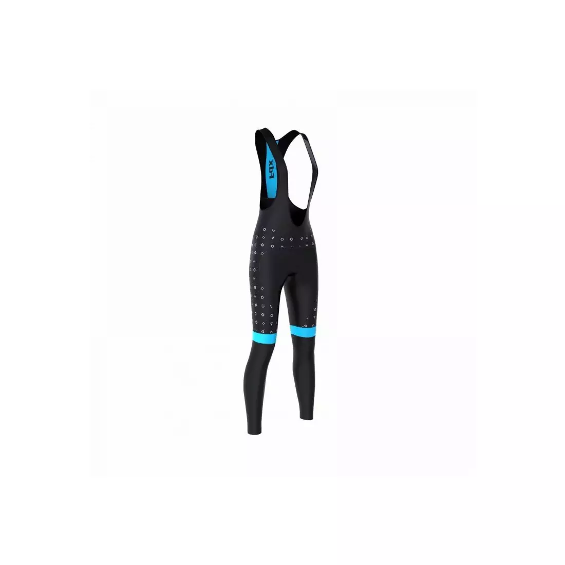 FDX 1490 pantaloni izolați pentru ciclism pentru femei cu bretele, negru și albastru