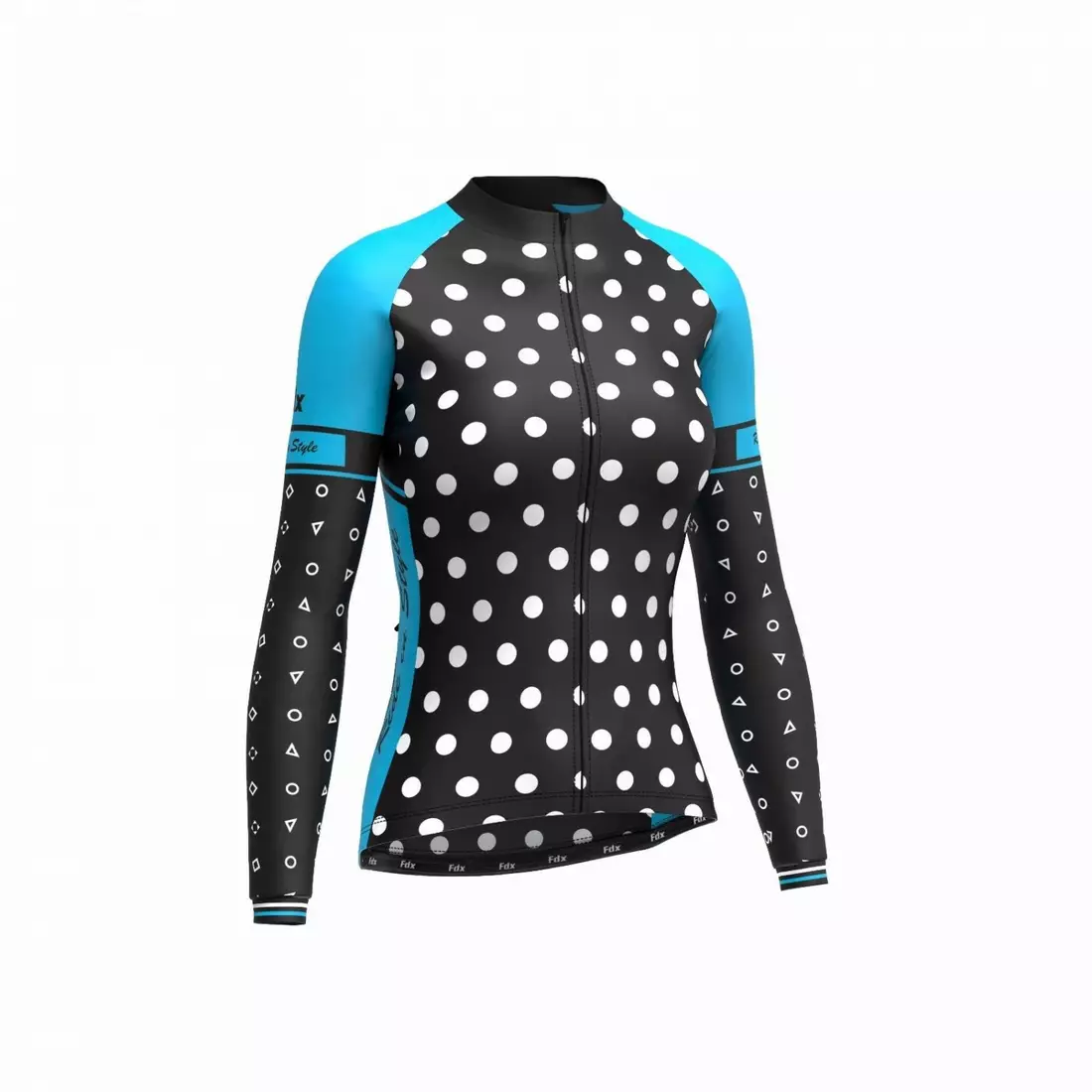 FDX 1490 tricou cald de ciclism pentru femei, negru-albastru
