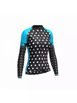 FDX 1490 tricou cald de ciclism pentru femei, negru-albastru