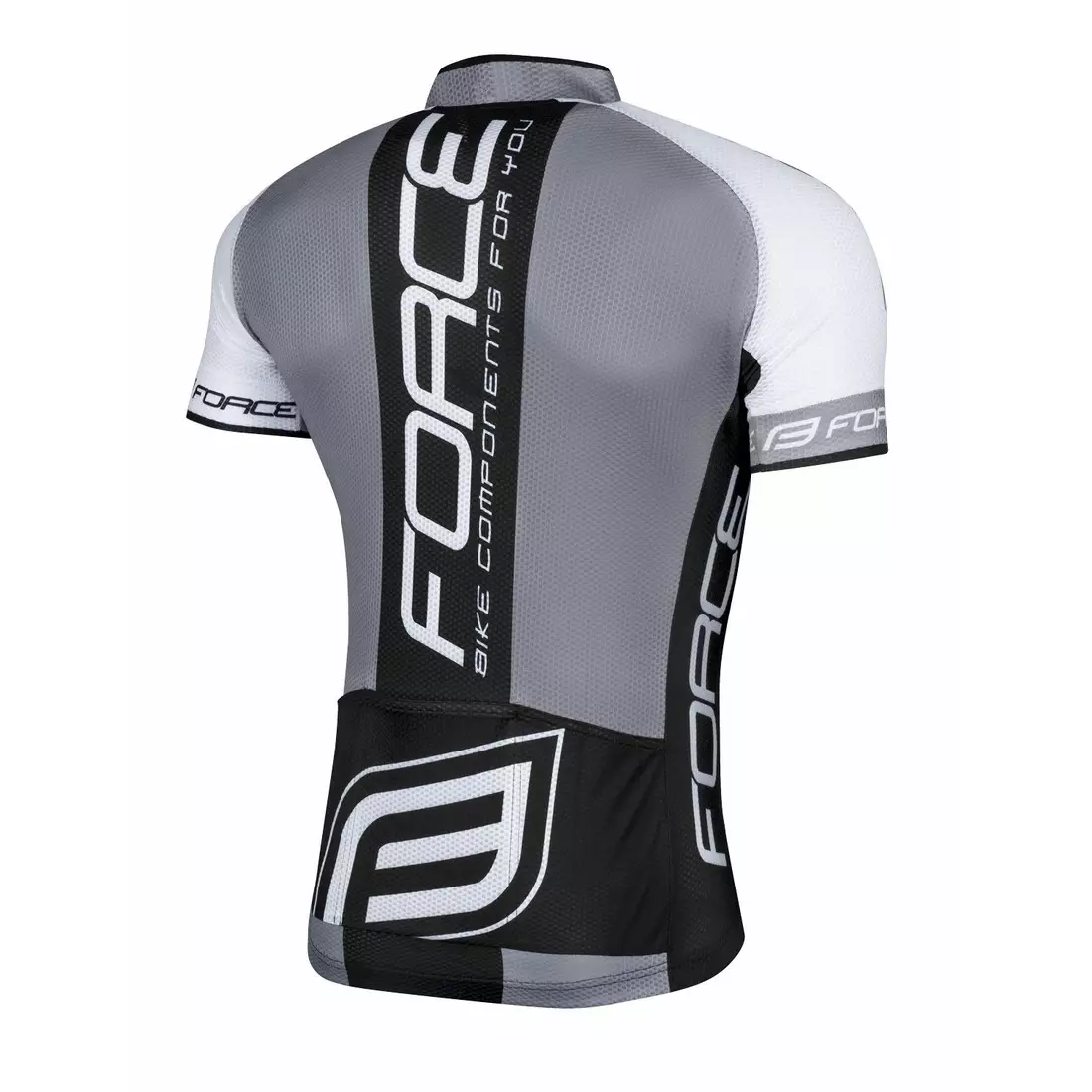FORCE TEAM tricou de ciclism pentru bărbați, alb-negru 900856