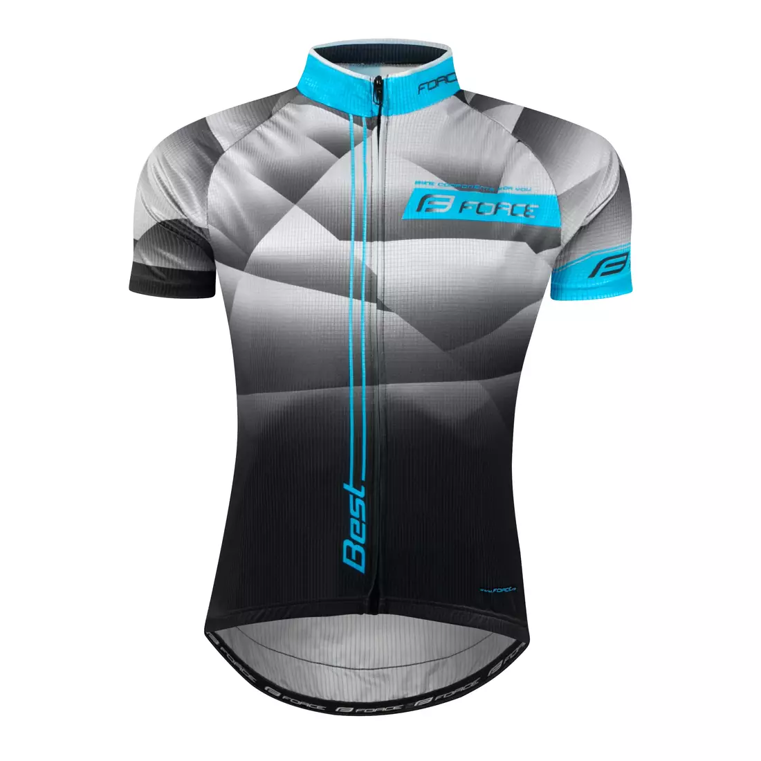 FORCE tricou de ciclism masculin BEST negru-gri-albastru 9001292