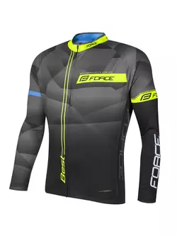 FORCE tricou de vară pentru ciclism cu mâneci lungi BEST negru-gri-fluor-galben 900138