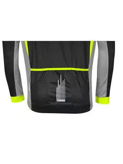 FORCE tricou de vară pentru ciclism cu mâneci lungi F85 negru-gri-galben fluor 900160