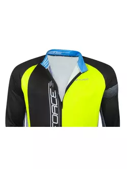 FORCE tricou de vară pentru ciclism cu mâneci lungi F85 negru-gri-galben fluor 900160