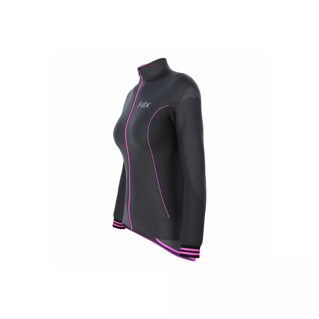 Jachetă de ciclism izolată pentru femei FDX 1310, neagră și roz