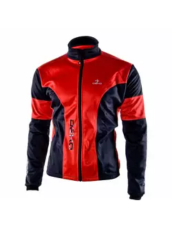 Jachetă de ciclism softshell DEKO HUM neagră și roșie