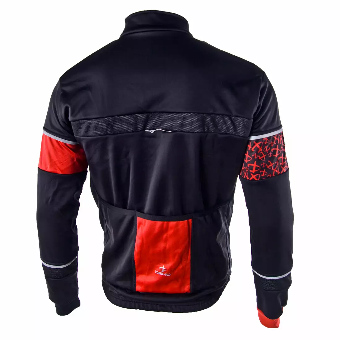Jachetă de ciclism softshell DEKO KOLUN neagră și roșie