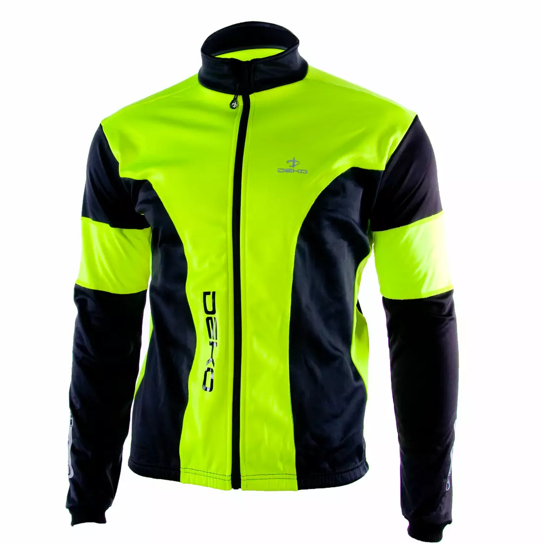 Jachetă softshell DEKO HUM pentru ciclism negru-galben fluor