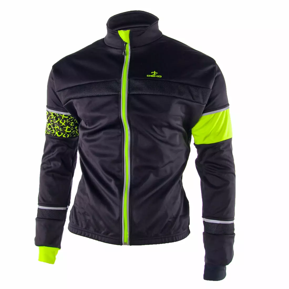 Jachetă softshell pentru bicicletă DEKO KOLUN negru-galben fluor