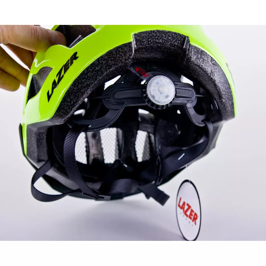 LAZER Compact DLX cască de bicicletă LED ecran de insecte roșu fluor galben lucios