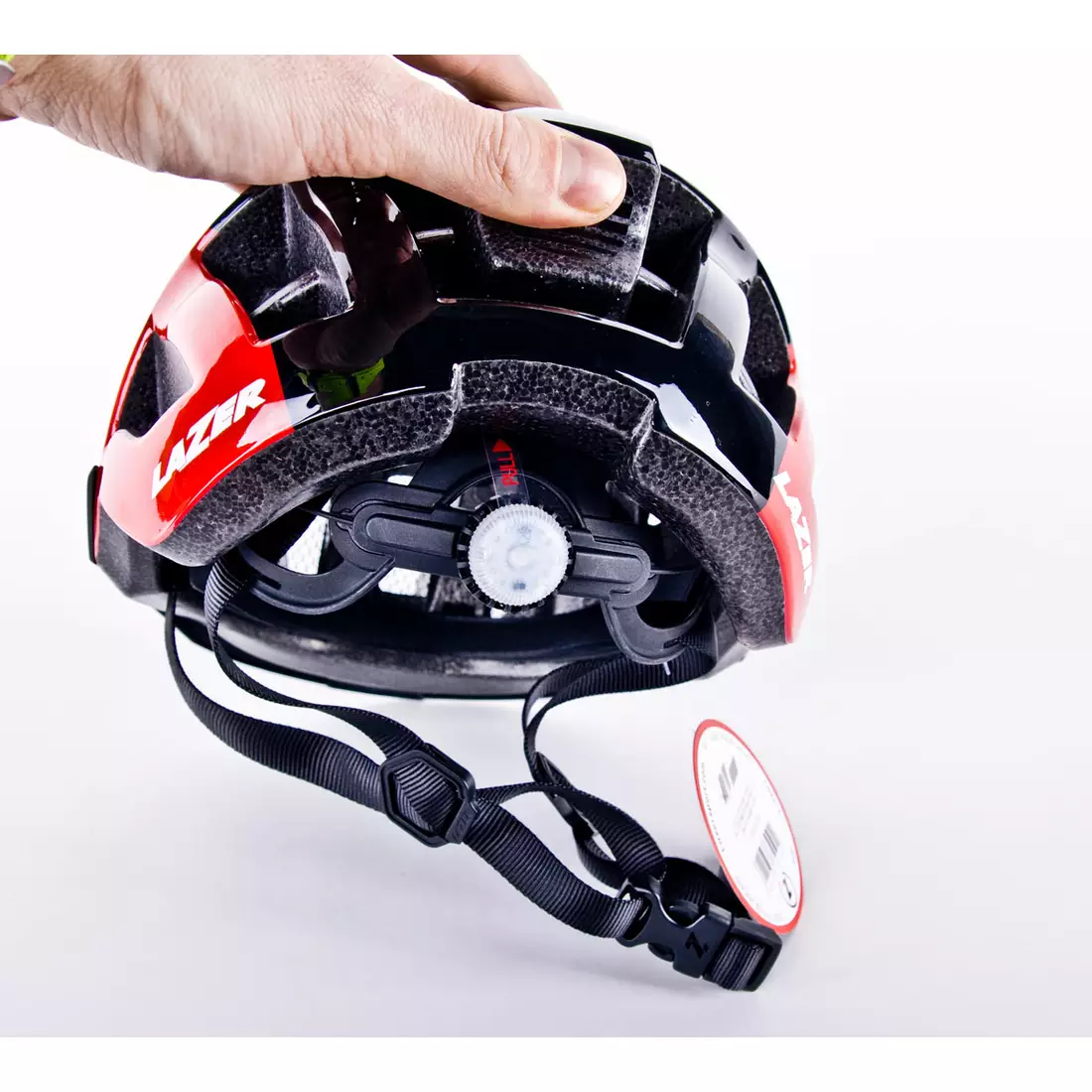 LAZER Compact DLX cască de bicicletă LED ecran de insecte roșu negru lucios