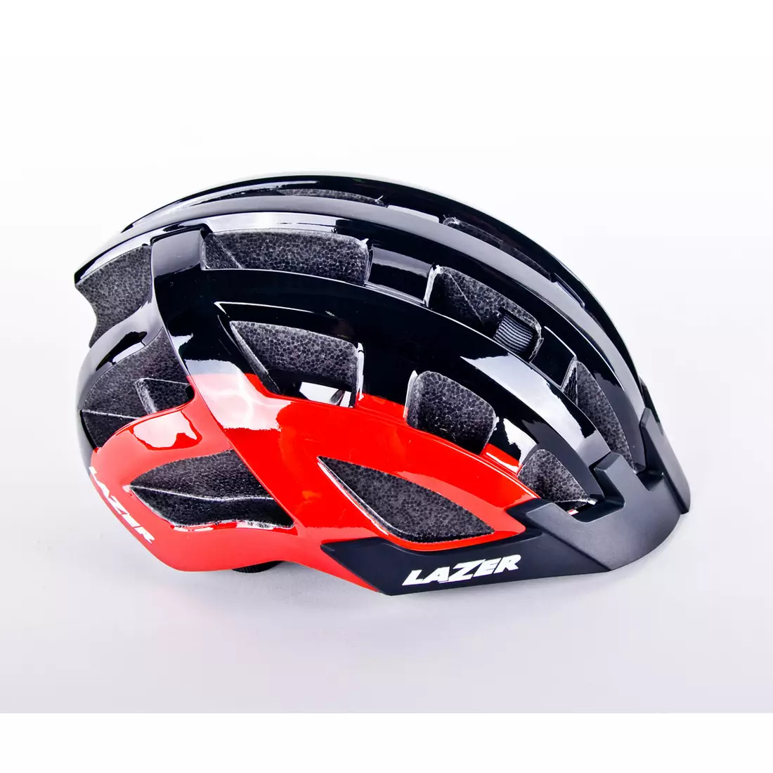 LAZER Compact DLX cască de bicicletă LED ecran de insecte roșu negru lucios