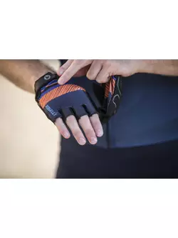 Mănuși de ciclism ROGELLI RITMO bleumarin portocaliu