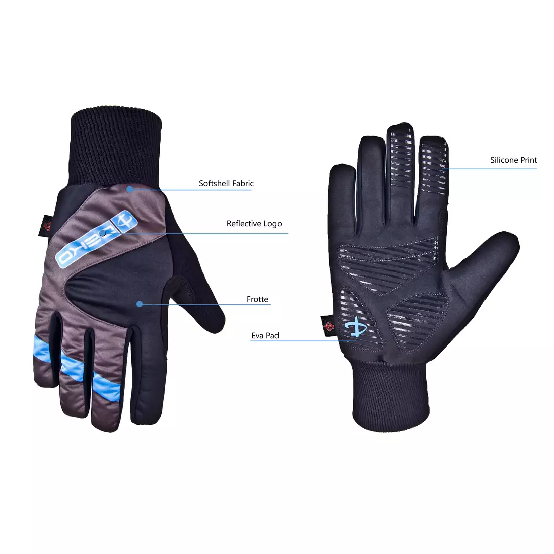 Mănuși de iarnă DEKO RAST pentru ciclism negre și albastre DKW-910