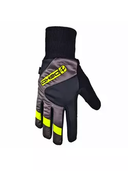 Mănuși de iarnă DEKO RAST pentru ciclism negru-galben fluor DKW-910
