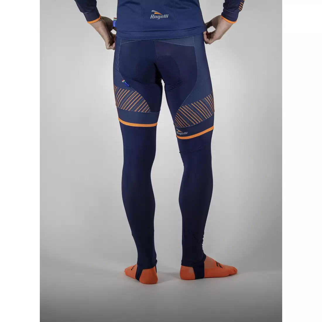 Pantaloni izolatori pentru ciclism ROGELLI RITMO, bleumarin-portocaliu fluo