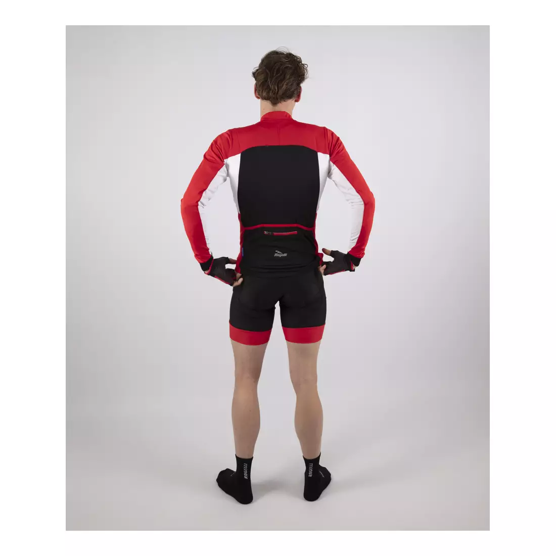 ROGELLI RAPID pantaloni scurți pentru ciclism cu bretele, roșu negru